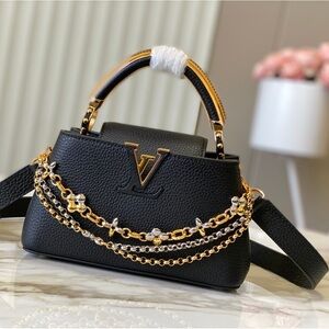 Louis Vuitton Black Capucines Small Top Handle Bag